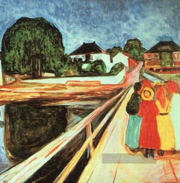 drei bogen brücke cannaregio Ölbilder verkaufen - Mädchen auf einer Brücke 1900 Edvard Munch